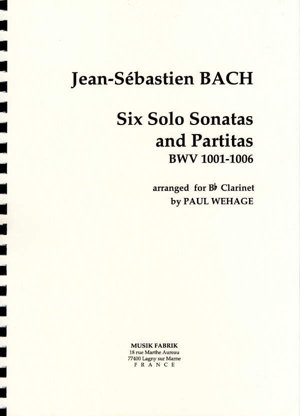 Sechs Solo-Sonaten und Partiten BWV 1001-1006 para clarinete solo. Johann Sebastian Bach