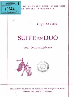 Suite en Duo (1971) para dos saxofones o 2 clarinetes. Guy Lacour