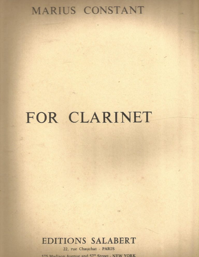 For Clarinet. Marius Constant