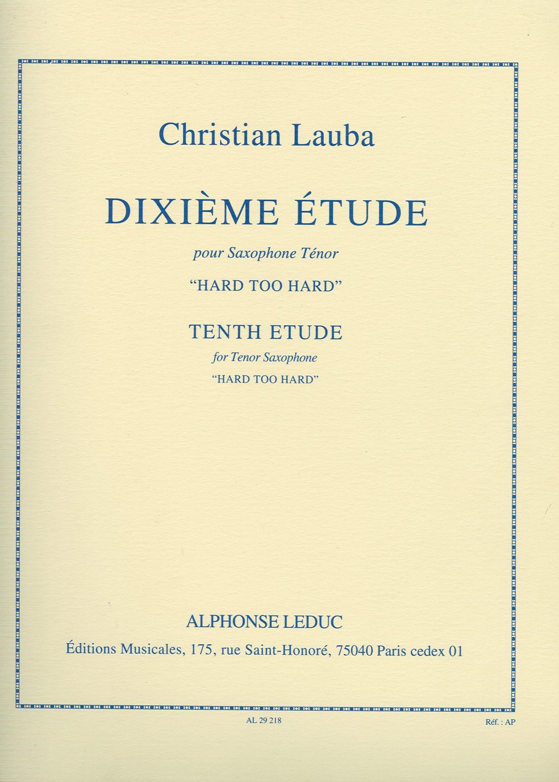 10. Etude 'Hard Too Hard'. Christian Lauba