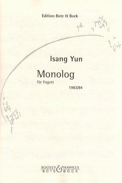 Monolog (1983). Isang Yun