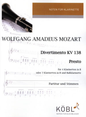 Divertimento KV 138 para 4 clarinetes. Wolfgang Amadeus Mozart