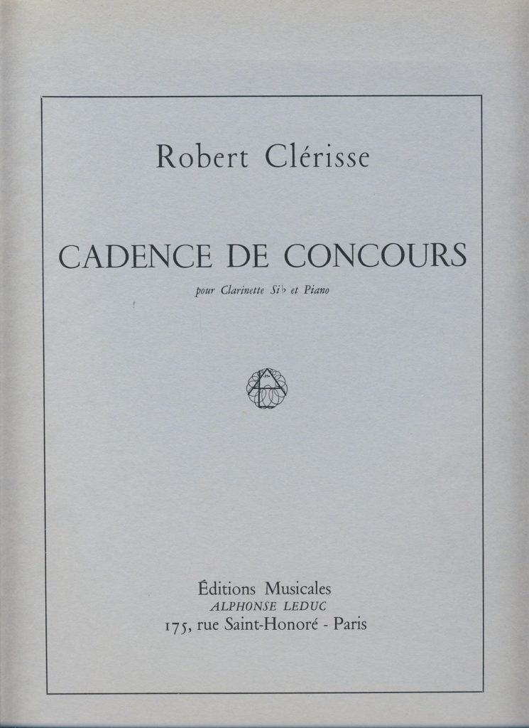 Cadence de Concours (1969) para clarinete y piano. Robert Clerisse