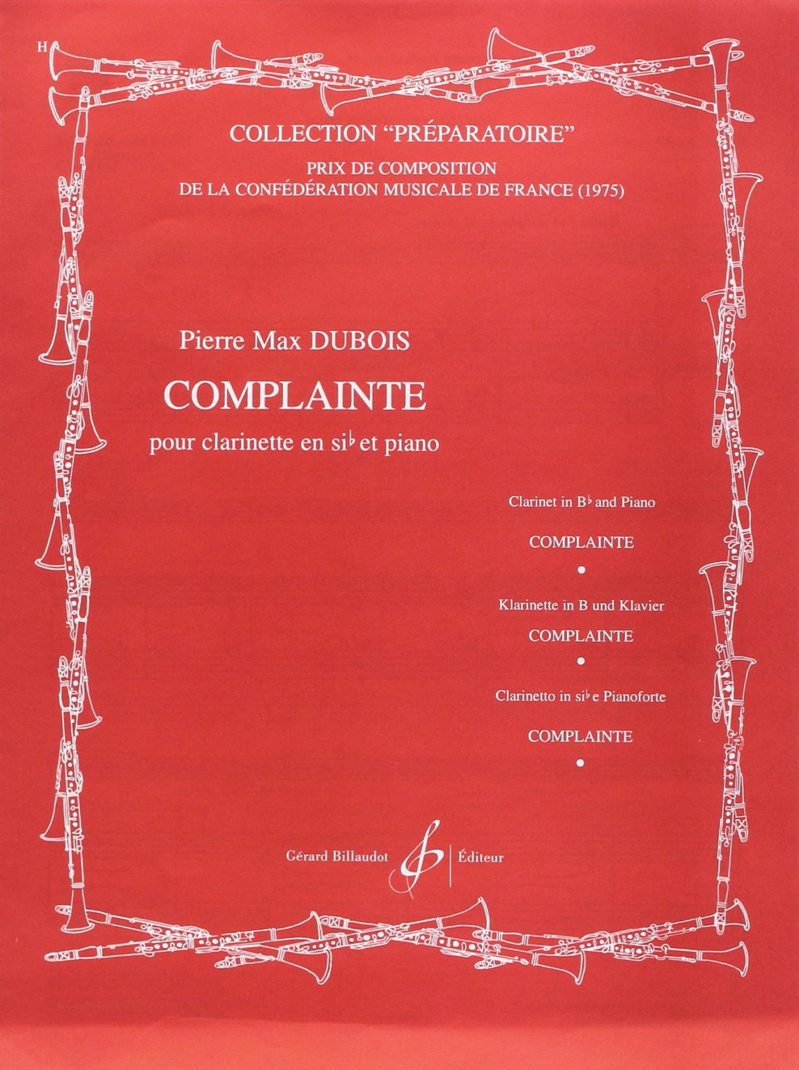 Complainte para clarinete y piano. Pierre Max Dubois