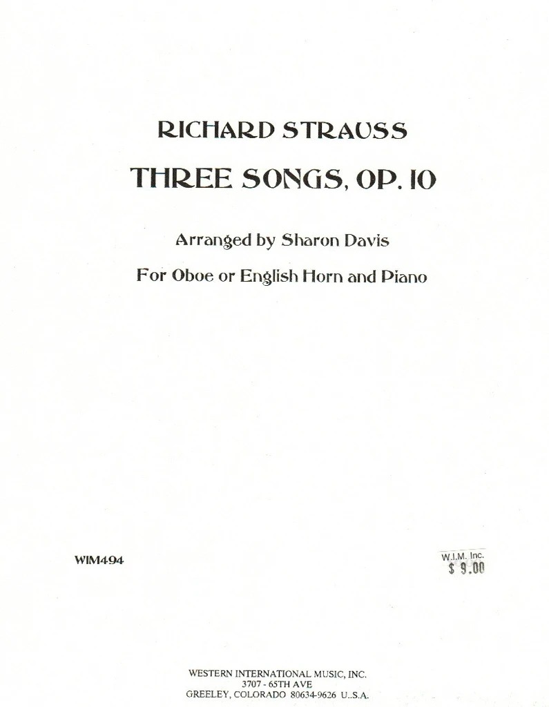 Three Songs op.10. Richard Strauss