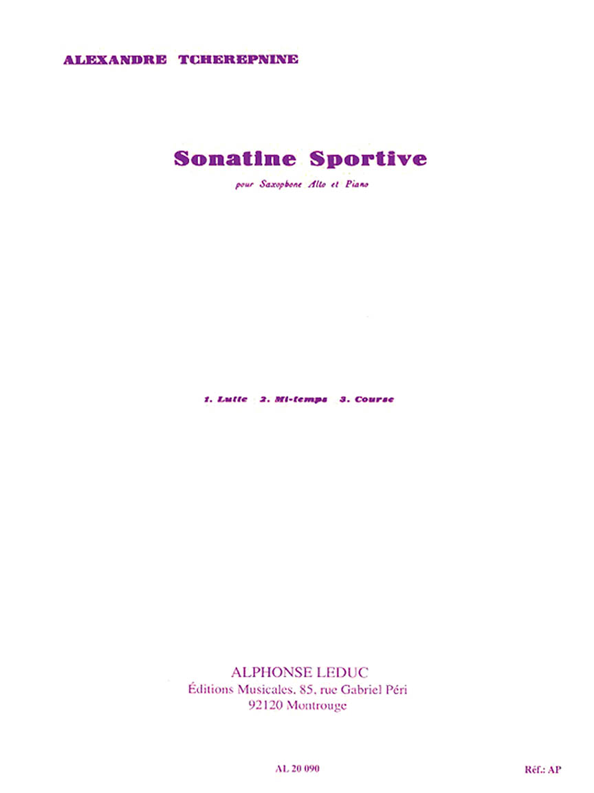 Sonatine Sportive op.63 (1939) para saxofón alto y piano. Alexander Tcherepnine