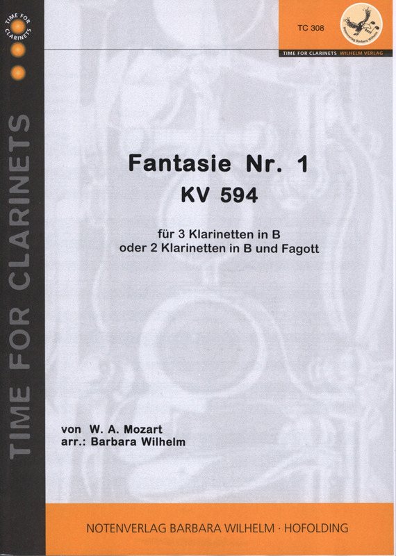 Fantasie No.1 KV 594 para dos clarinetes y fagot o tres clarines. Wolfgang Amadeus Mozart